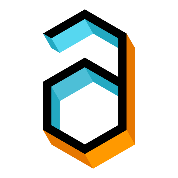 Geometric letter a client logo in blue and orange