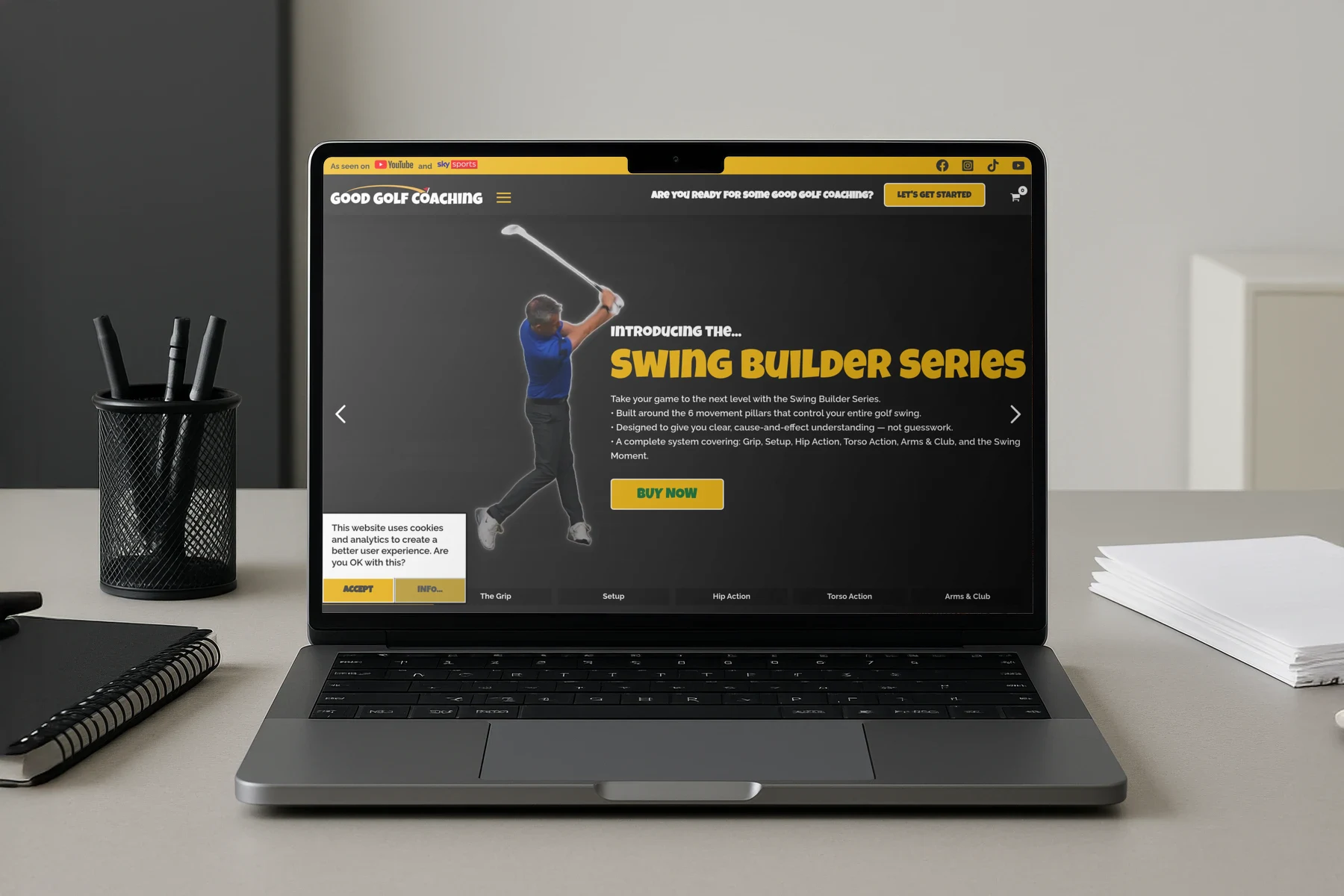 Good Golf Coaching — Notch MacBook on desk